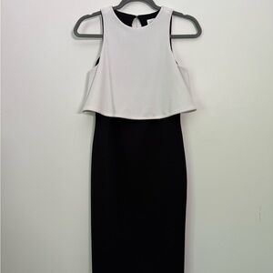 Calvin Klein Sleeveless Black and White Midi Pencil Dress
